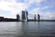 Erasmus bridge with skyscrapers in the background