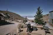 the view from Cerro Gordo Ghost Town into the salt valley