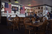 Breakfast restaurant with US Flags